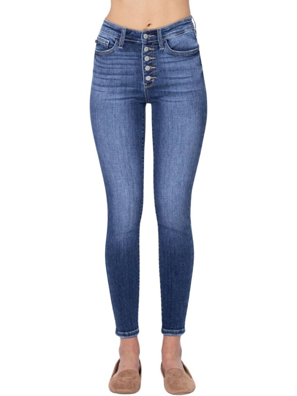 High Waist Button Fly Skinny Jeans for Women - Stylish & Comfortable Fit
